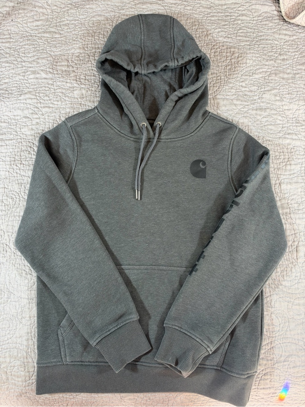 Carhartt Women's Relaxed Fit Hoodie 102791 Size S Carbon Heather Gray Pullover